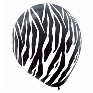 100 Count High Quality Zebra Print Black and White Party Balloons